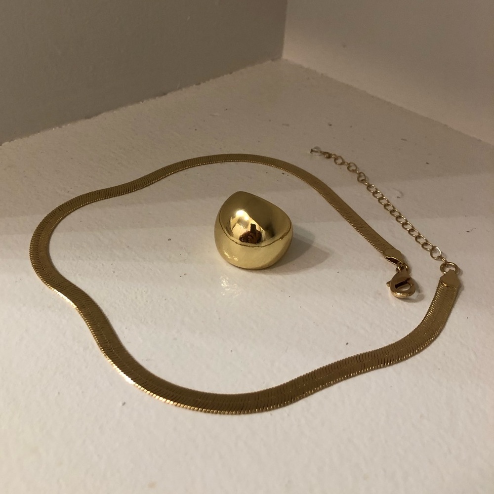 14kt gold plated Dome Ring sz 8